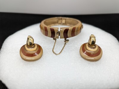 Vintage Signed Eisenberg Enamel Chunky Bangle And Clip