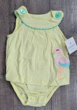 Baby Girl New Carter's Vintage 9 Month Flamingo Romper Dress Outfit