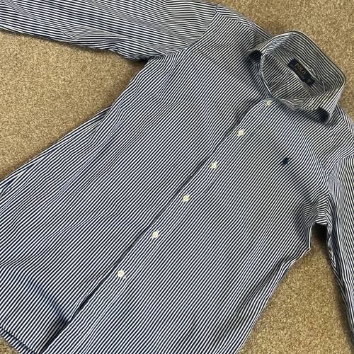 Polo Ralph Lauren Shirt Mens 14.5 XS Blue Striped Formal Regular Long Sleeve - Picture 6 of 10