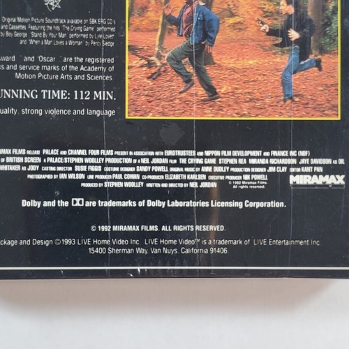 The Crying Game VHS Sealed New 1993 Live Home Video Watermark - Imagen 4 de 7