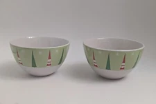 Rosanna Studio Set Of 2 Christmas Cereal /Snack/Candy Bowls-Trees,Santa Gnomes 