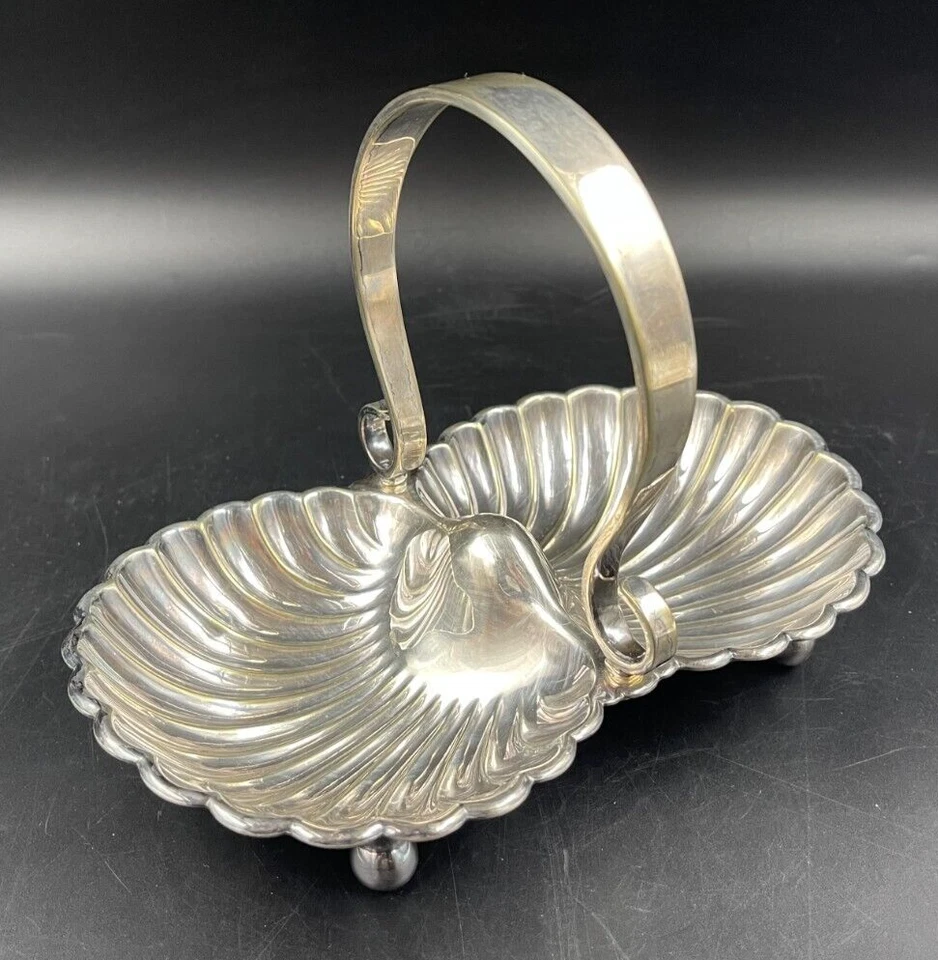 Antipastiera Salsiera aperitivo EPNS 2 scomparti conchiglia argentato - Immagine 3 di 4