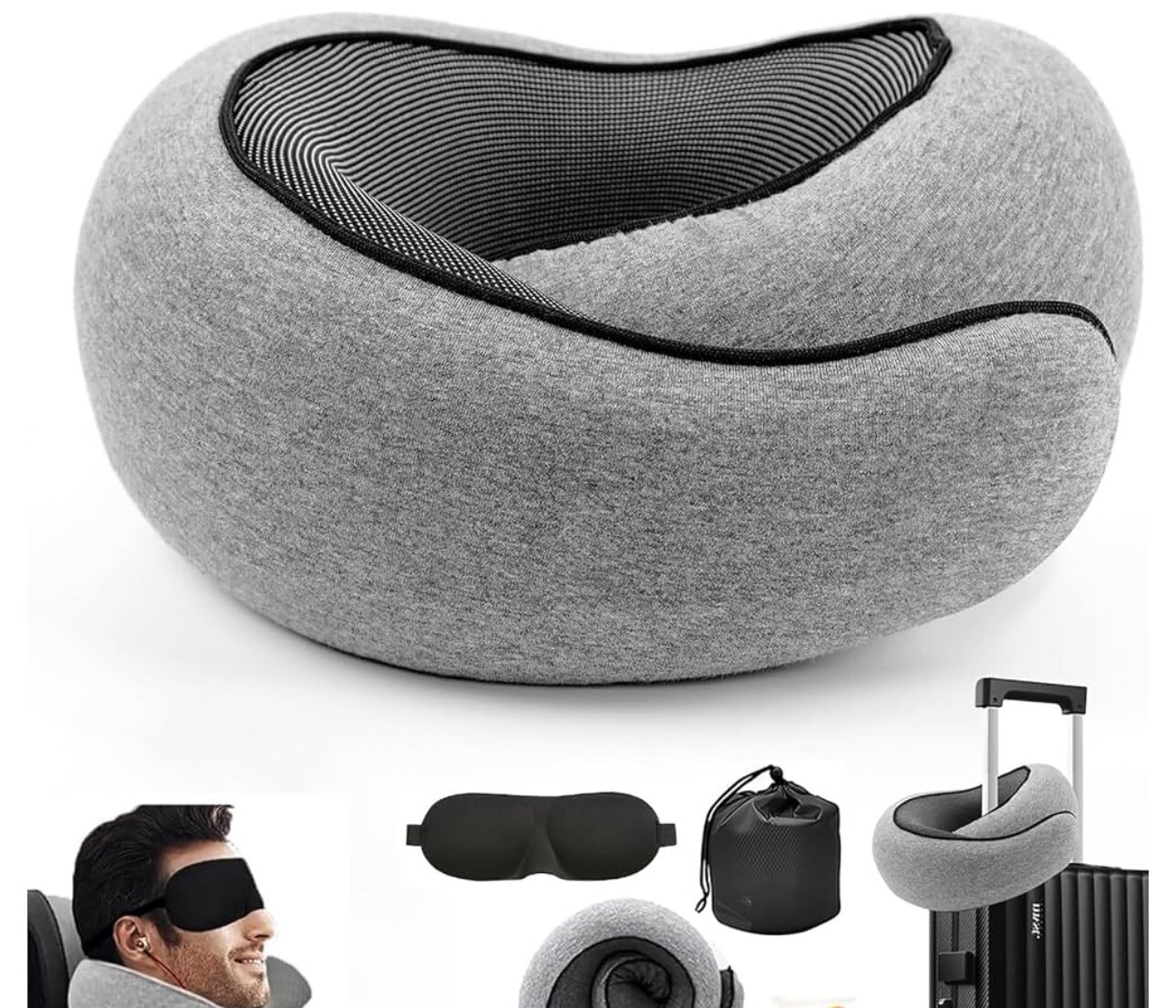 Memory foam travel pillow for neck support and comfort-image