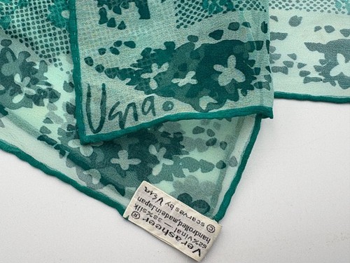 Vintage Sheer Verasheer Scarf by Vera Teal Blue Silk Blend Japan Square Floral - Picture 7 of 7