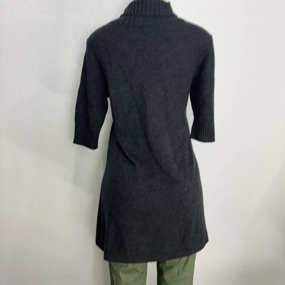 Eileen Fisher Fray 美利奴羊毛正装衬衫女式 M 码休闲束腰舒适上衣 — 第 4/4 张图片
