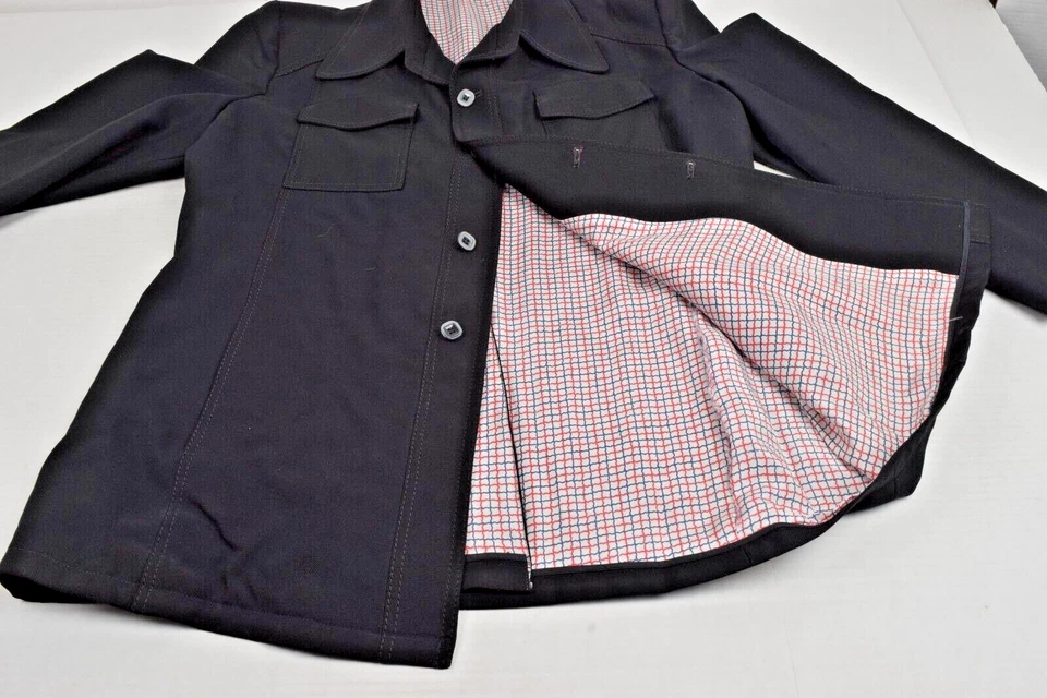Chaqueta De Colección Garrison Park Talla M/L Años 60 Cuello Negro 2 Solapas Bolsillo Color Forrado Foto 3 de 4