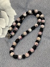 GORGEOUS Vintage PINK & BLACK Textured Glass ...