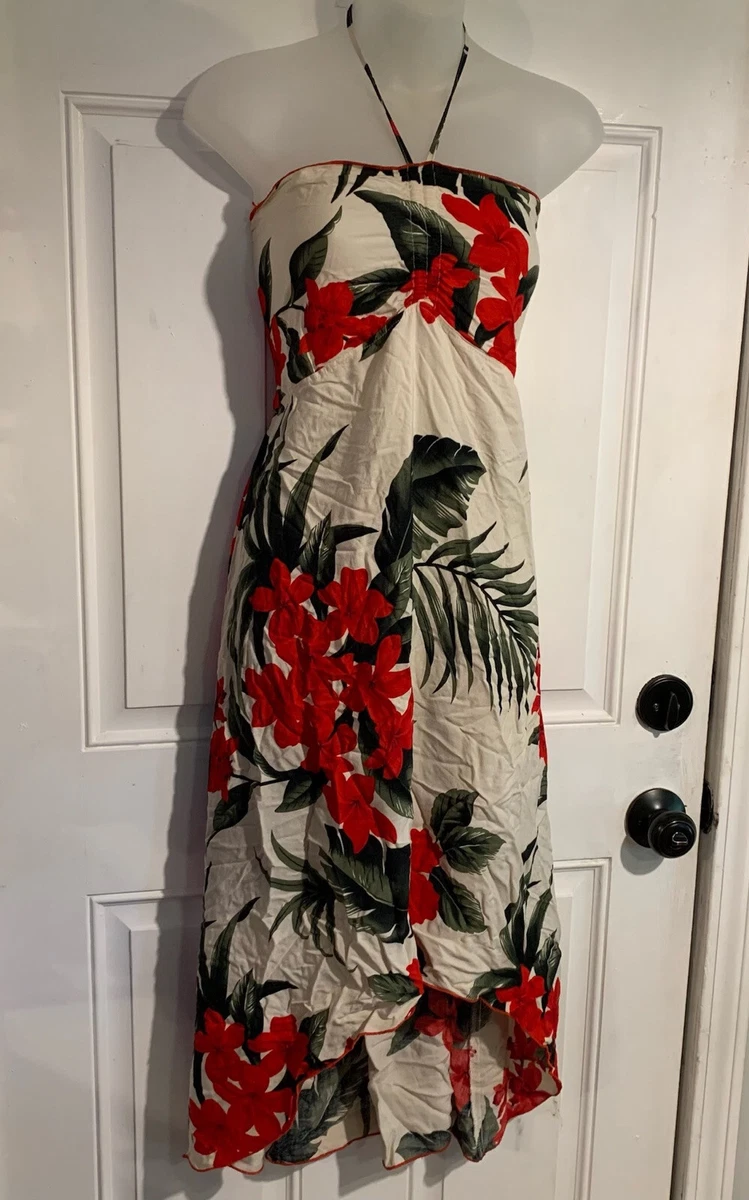 Favant Hawaii Womens Floral Colorful Halter Midi Dress, Smocking back, Size  L | eBay