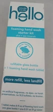 Hello Refillable Foaming Hand Wash Starter Kit 10 oz.  aloe & sea minerals, NEW