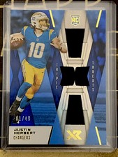 2020 Panini XR JUSTIN HERBERT RC Triple Threats Jersey SP Blue 1/49! Chargers