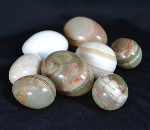 8 echte Marmor Eier verschiedene Größen Maserungen auf Tonschale dekorativ - Bild 5 von 5