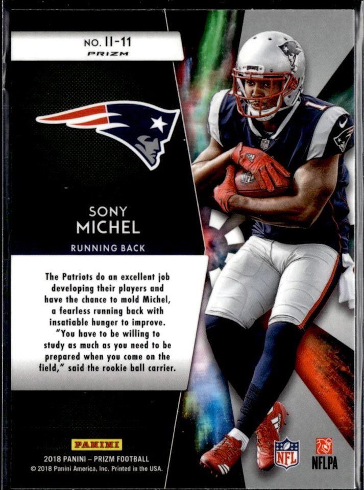2018 Panini Prizm #II-11 Sony Michel Instant Impact Prizm New England Patriots - Image 2 of 2