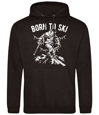 Kinder Born To Ski Hoodie Skifahren Geburtstag Geschenk für Ihn Ihre Schule Hoody Weihnachten