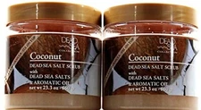 2 Dead Sea Collection Coconut Oil Salt Scrub Moisturizing 23.3 oz Jar Oil On Top