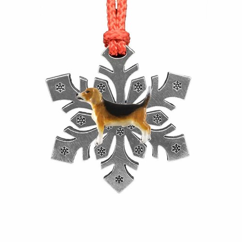 Adornos de árbol de Navidad copo de nieve para perro peltre beagle, hechos en EE. UU. - Imagen 9 de 9
