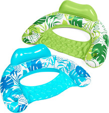 SLOOSH Inflatable Pool Floats Adult, 2 Pack Pool Chairs with Cup Holders,Blow up