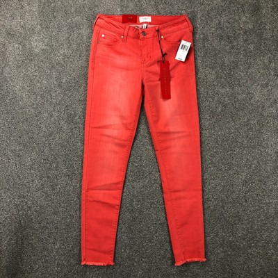 Colored Mid Rise Skinny Jeans Red 