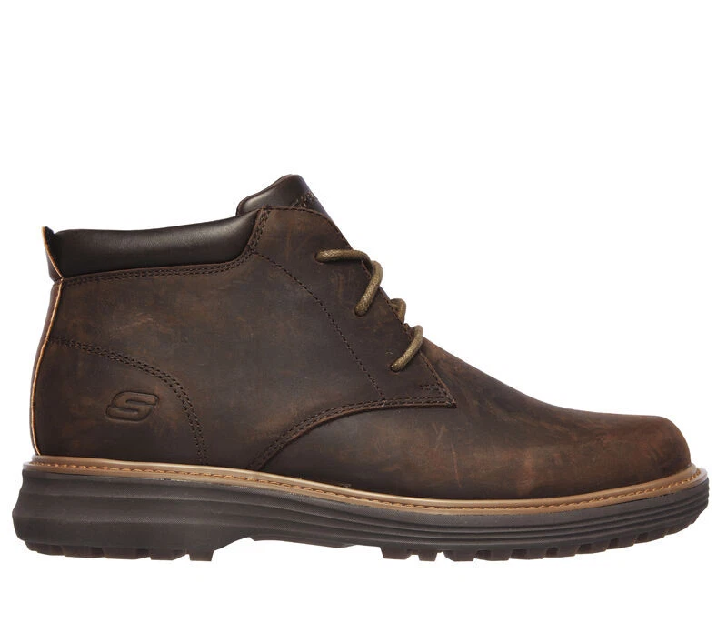 Skechers Wenson Men s Oliate Leather Boot Ostenum CHOC Chocolate