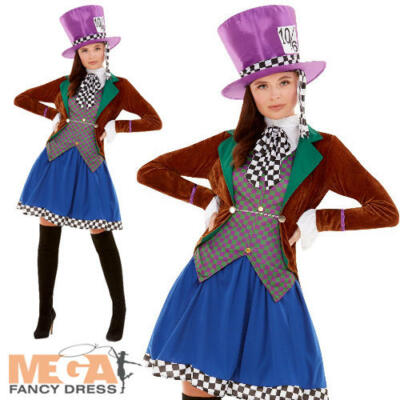 Miss Mad Hatter Ladies Fancy Dress Wonderland Fairy Tale Adults Book Day  Costume | eBay