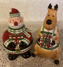 Santa And Reindeer  Salt and Pepper Shakers Harry and David
