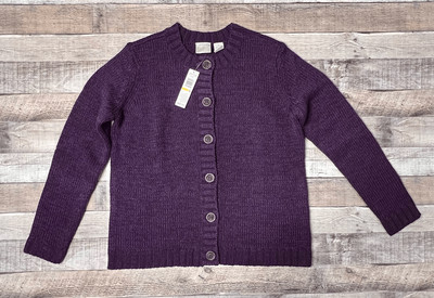 NWT Erika Purple ''Black Cherry'' Cozy Button Up Cardigan Sweater sz Small