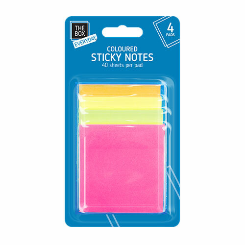 The Box Everyday 4 Coloured Sticky Note Pads in pastel neon