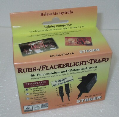Steger Ruhe- und Flackerlicht-Trafo 7Watt für Puppenhäuser - 3,5/4,5Volt  NEU