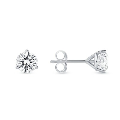 1,5 kt runde Laborgefertigte gewachsene Diamant-Ohrringe echtes 14 K Weißgold Martini-Druck
