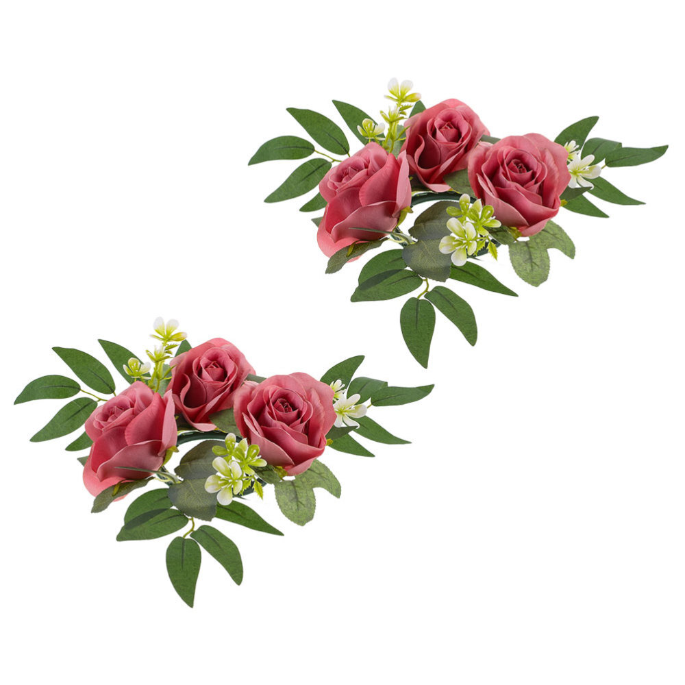 2 Pcs Flower Candle Rings Centerpieces for Tables Desktop Candlestick