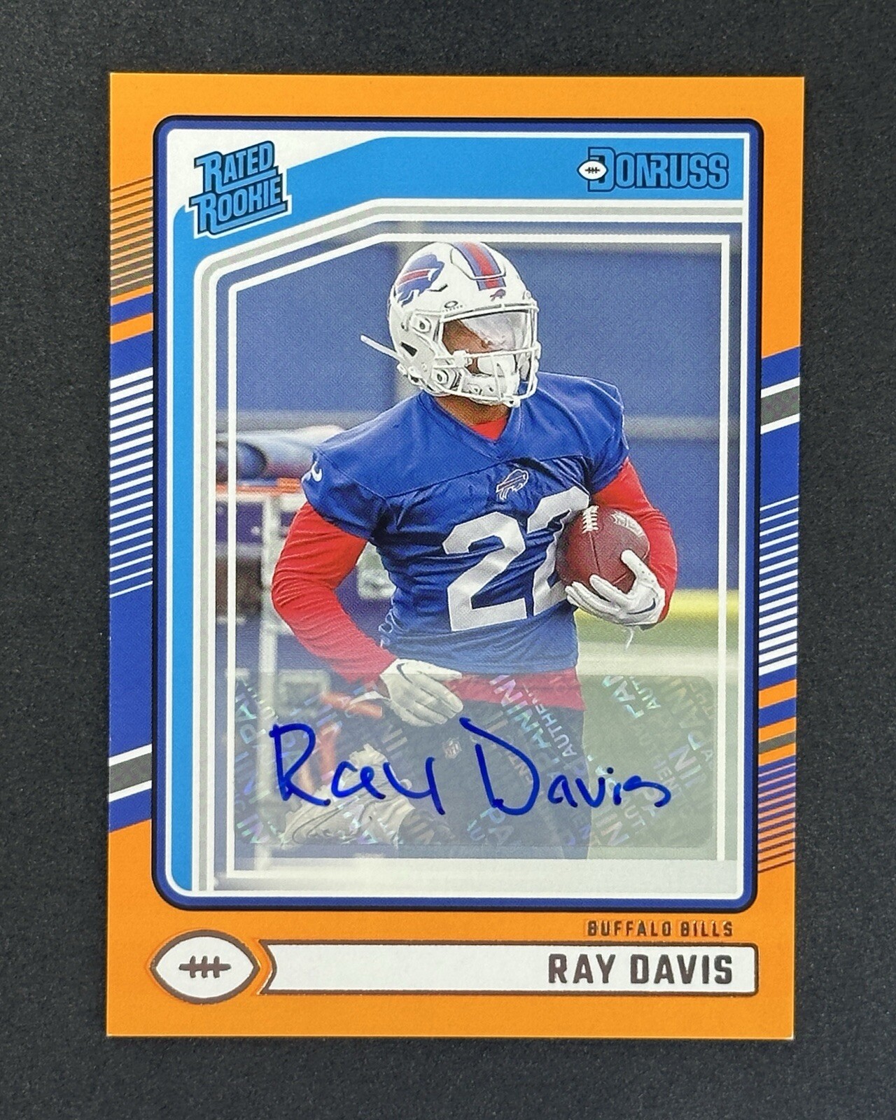 2024 Panini Donruss RAY DAVIS ORANGE SSP RATED ROOKIE AUTO #316 BUFFALO BILLS