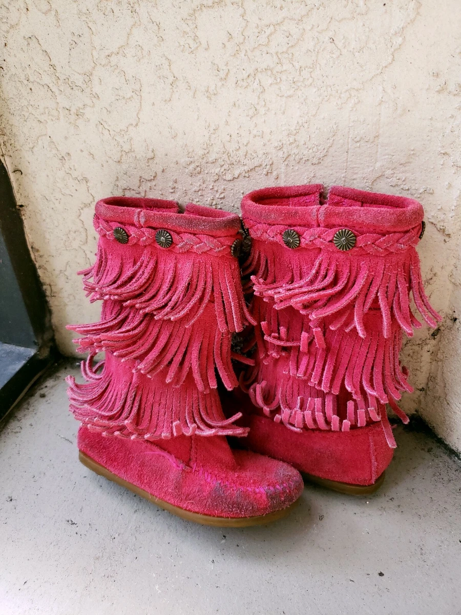Girls top fringe boots