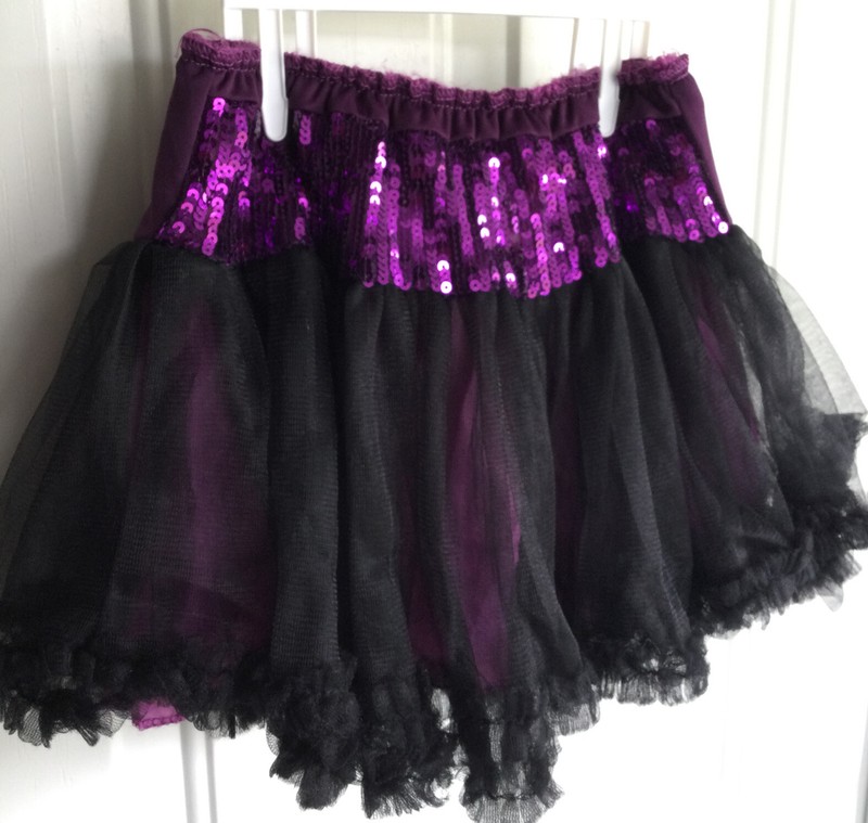 Cute Tutu Skirt Black , Purple, 2 Layer Dance Costume Halloween Girls