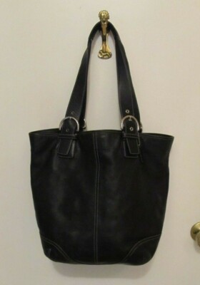 COACH 9547 VINTAGE 15X16X8 BLACK LEATHER WEEKENDER CARRYALL WORK