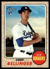 2017 Topps Heritage Baseball Card Cody Bellinger RC Los Angeles Dodgers #678