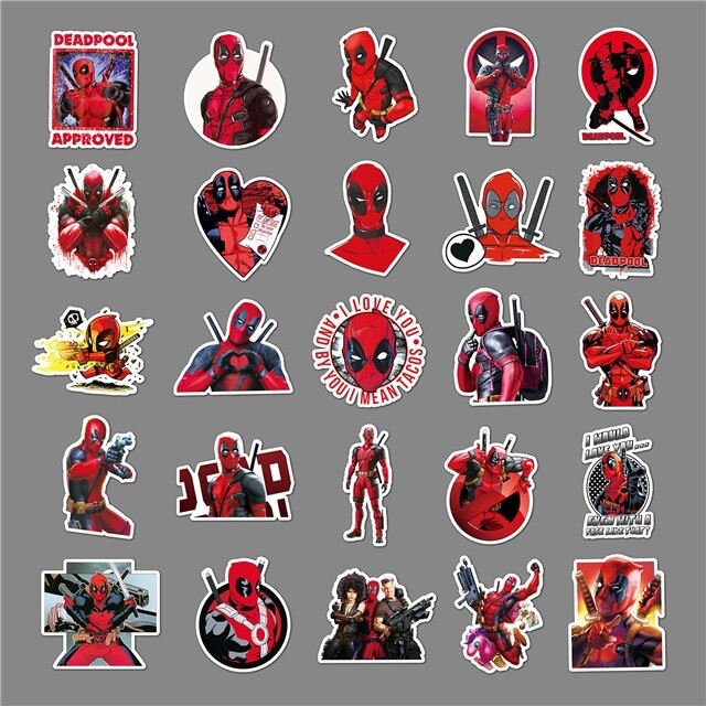 10 Pcs Superhero Deadpool Stickers | Laptop, Water Bottle, Journal