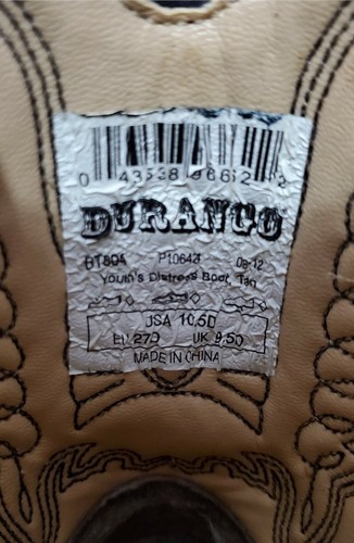 Durango Childs Size 10.5 D Brown Cowboy Boots BT804 Eagle Design Round Toe Tan - Picture 10 of 10