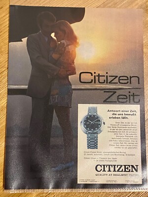 Citizen Crystal Seven 21 Jewels Original 1969 Vintage Advert Werbung Reklame