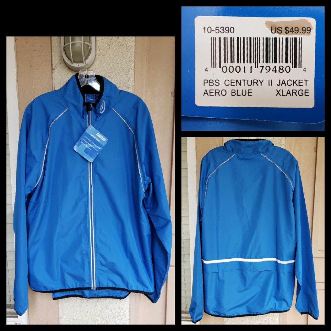 XL New $49.99 men PERFORMANCE zip cycling windbreaker jacket blue long sleeve