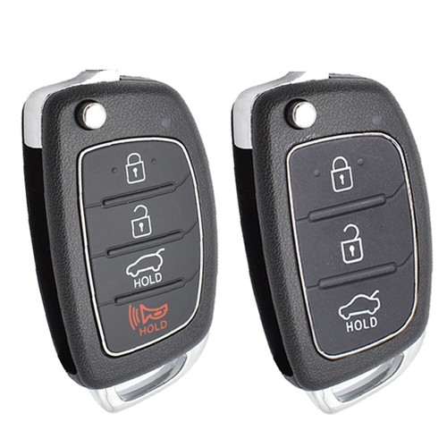Leather Key Fob Cover Bag For Hyundai Santa Fe Ix45 – 4 Button, Remote Start Compatible – Black
