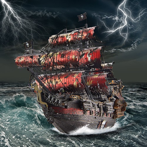 Piececool 3d Metal Puzzle Nave Pirata, Navi con Ali 3D Puzzle Metallo per Ottone, 1:1 Ripristina, Regalo di Compleanno, modellismo da costruire adulti, 709 Pezzi