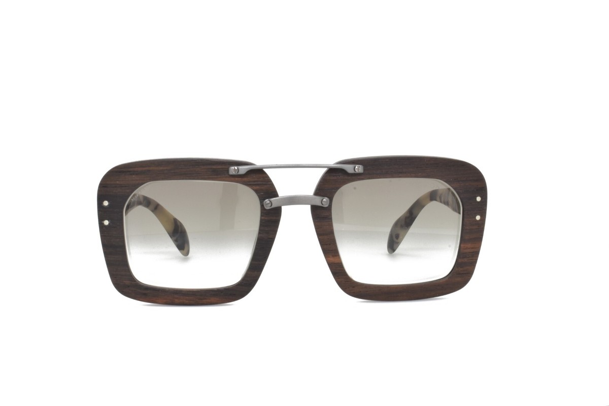 Prada SPR 30R DARK Brown Natural Wood Sunglasses 51-25-135 2N RARE