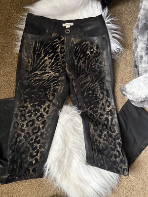 Boston Proper Jeans, Y2K Black & Gold  Vintage, Animal Print, Sz 2 Goth Glam