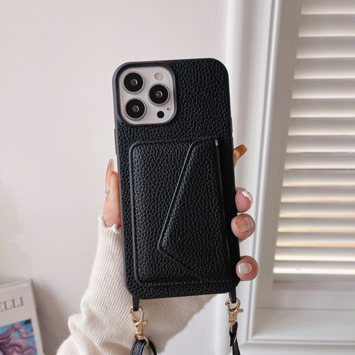 Crossbody Lanyard PU Leather Card For iPhone 16 Pro Max 15 14 13 12 Case Cover - Picture 23 of 30