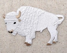 White Buffalo American Bison Animals Iron on Patch