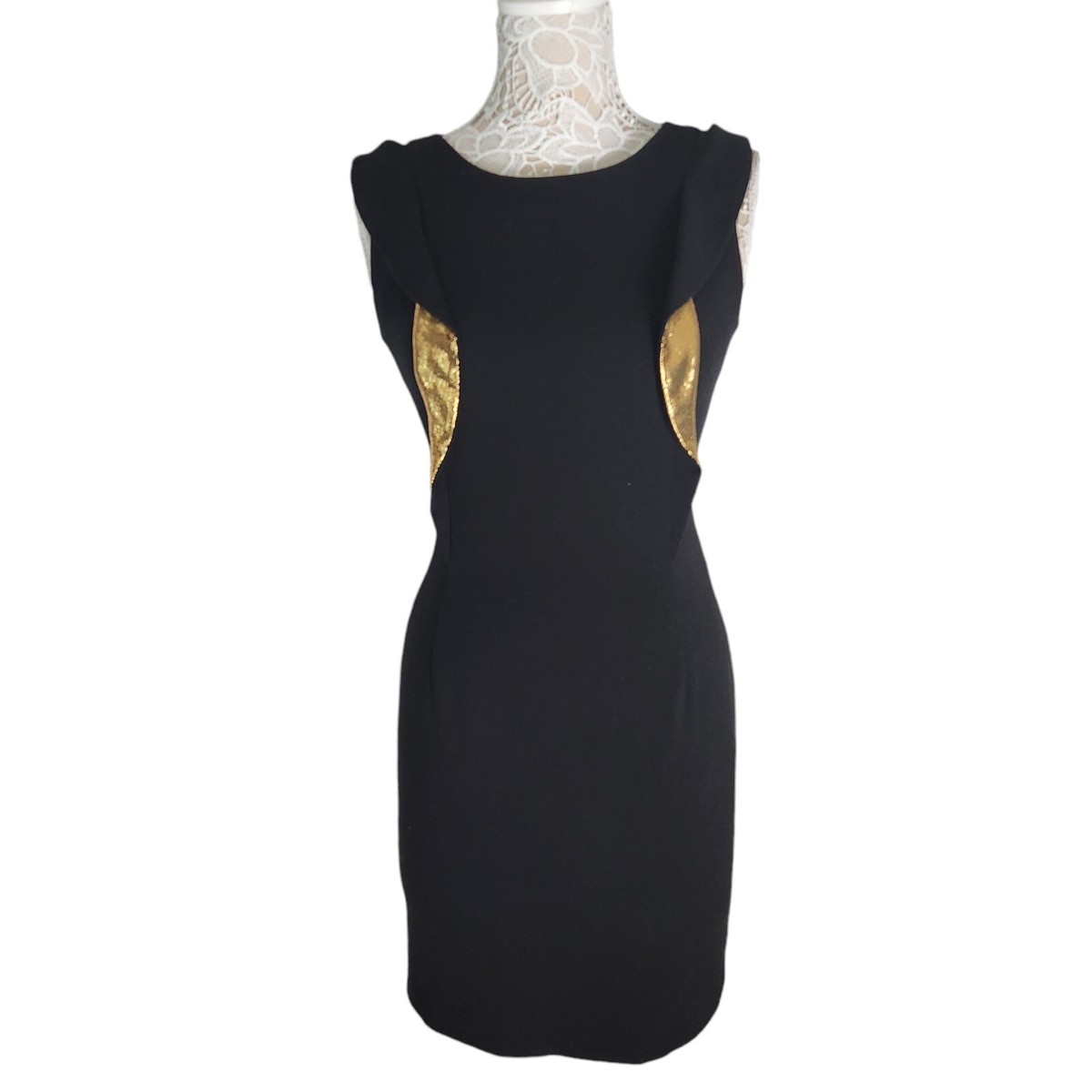 Sandro Silk gold yoke and black fitted dress size 1 (US size 4) | eBay