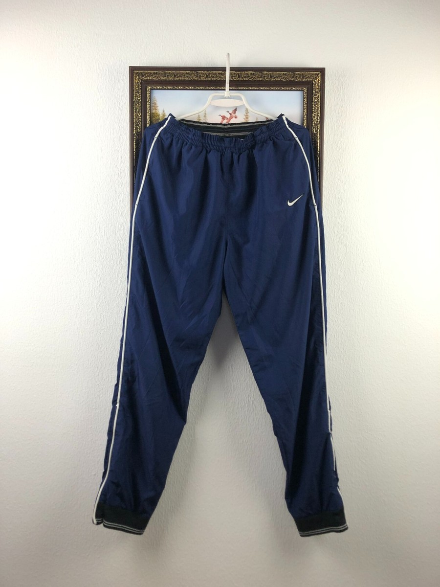 Vintage 90's Nike Nylon Blue Track Pants Sweatpants Mens Swoosh
