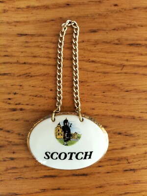 Vintage Scotch Spirit Decanter Tag - Bone China - Black Watch Guardsman