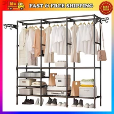 Metal Closet Storage Shelf Garment Rack Clothes Wardrobe Heavy Duty Organizer