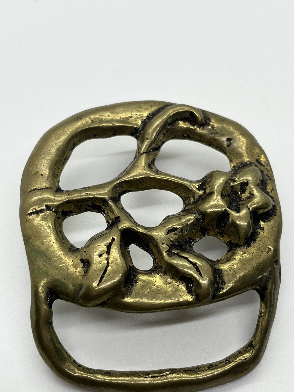 Solid Brass Abstract Pattern Flower Vintage Belt … - image 2