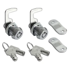 2 Pack Toolbox Lock 5/8" Tubular Cam Lock Hook Cam Keyed Alike with 4 Keys